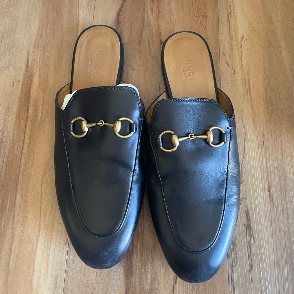 Gucci Princetown Leather Slippers- Black